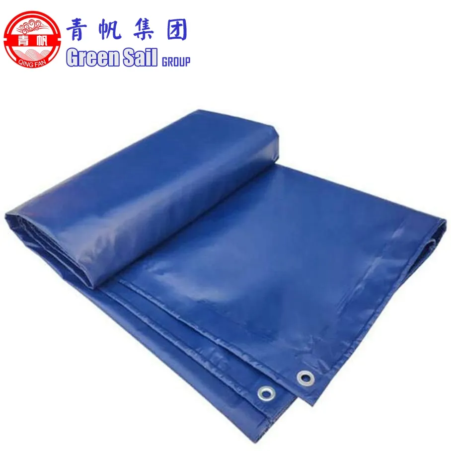 Bright Smooth Blue PVC Tarpaulin TarpとGrommet Eyelet