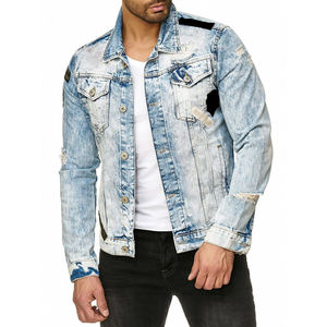 100% coton Denim vestes hommes décontracté couleur unie poche mince veste pour hommes Style haute qualité hommes vêtements Denim veste - Product Image 1