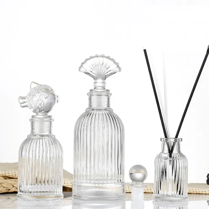 Botella de vidrio vacía con Aroma, difusor de caña, Perfume de cristal con corcho, 150ml