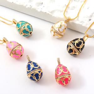 מכירות חמות 2024 18 קארט מצופה זהב שרשרת ביצה אמייל - Product Image 1