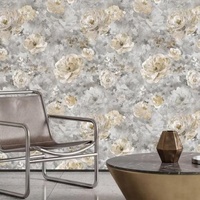 Papier peint PVC gaufré imperméable à motifs floraux de roses dorées style peinture à l'huile pour la décoration murale de la chambre à coucher et du salon