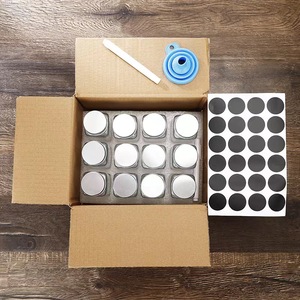 12pcs/kotak Wadah Penyimpanan Herbal Logam dengan Label Corong Lipat Set Stoples Bumbu Kaca 100ml - Product Image 4