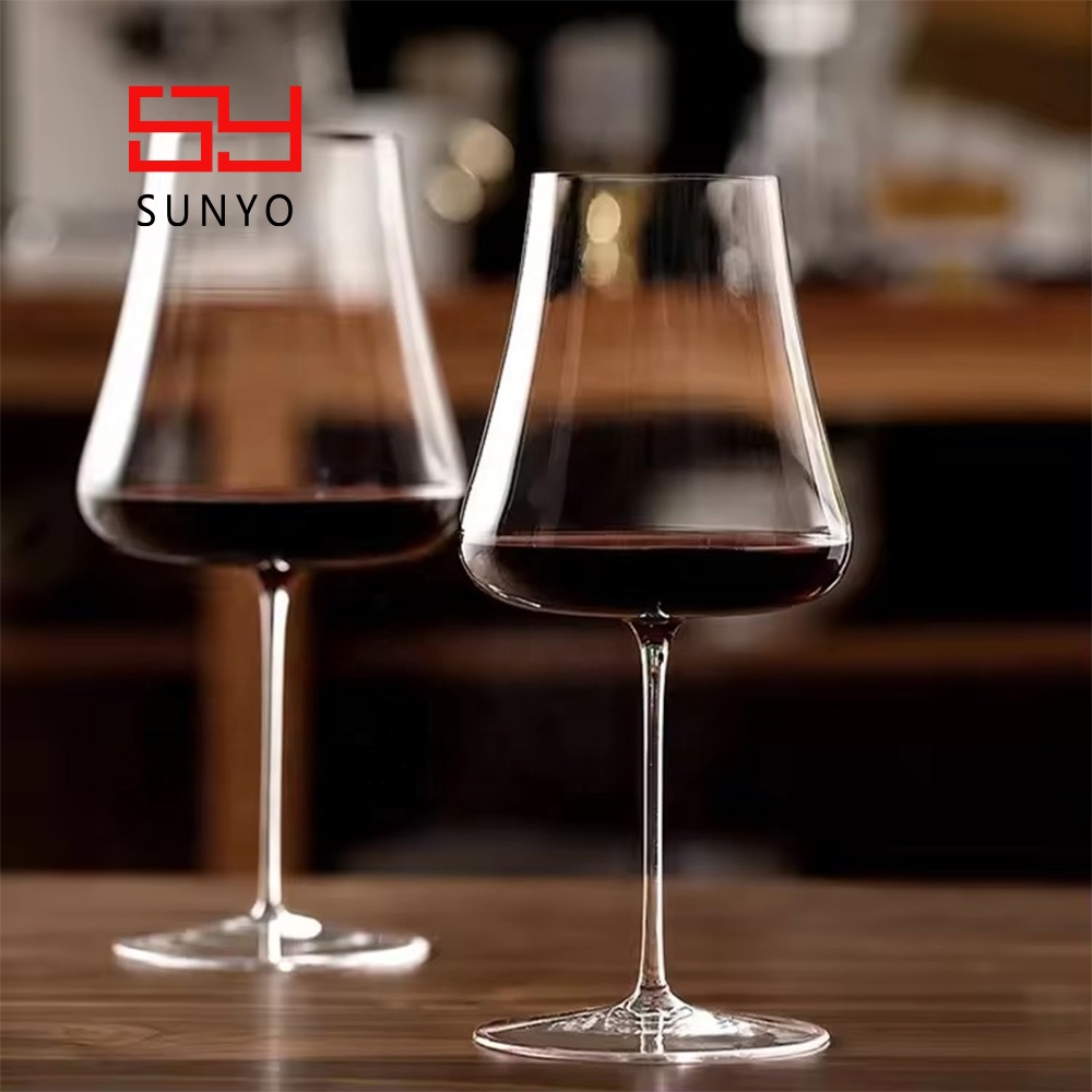 Handmade Thin Crystal Red Wine Glass Charms Goblets - Lead-Free Customizable Barware by Sunyo