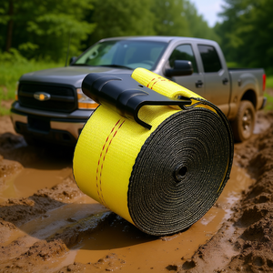 Sangles de treuil 4 po x 40 pi, capacité de charge de 6000 lb, crochet plat pour les secours routiers et la protection des arbres - Product Image 2