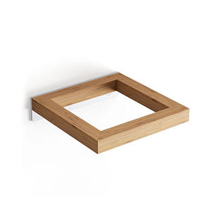 Soporte de pared para escobilla de baño de bambú, diseño cuadrado de 124 x 127 mm, almacenamiento para baño - Product Image 1