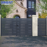 Puerta Corredera Automática de Aluminio para Entrada de Vehículos, Puerta de Seguridad y Privacidad Eléctrica Moderna con Control Remoto, Puerta Batiente Doble
