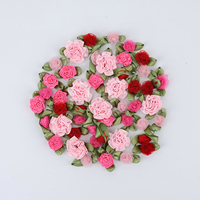 Robe pour fille faite à la main, mini roses artificielles, rubans en tissu, rosettes, fleurs avec feuilles vertes pour bricolage, couture, mariage