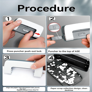 Deli PE110-T 4 lỗ Chất kết dính thư mục 3pcs Trắng + Xanh + Hồng Punch A4 Đục Chất kết dính trong suốt cuốn sách giấy Clip dữ liệu cuốn sách chất lượng cao - Product Image 3