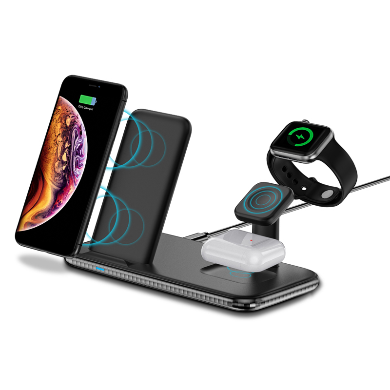 4 in 1 15W Fast Charge Wireless Charger Stand Qi Wireless Charging Multiplication Station for iPhone iWatch Airpods