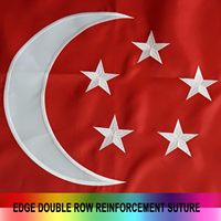 Promotion drapeau de Singapour robuste 3x5 pieds-plus longue durée Oxford Nylon 210D brodé lune et étoiles drapeaux singapouriens bannière