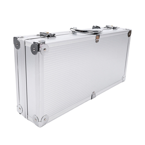 Metal Silver Black Aluminum Briefcase <b>Case</b> With Lock for Men 40.2x19x9.3cm - Product Image 2