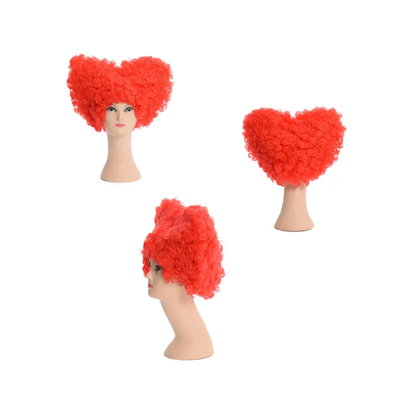 wholesale price customized wigs red heart shape human hair Love bubble wig cosplay for party and christmas child