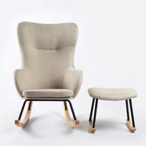 Fauteuil de loisirs pour enfants de style moderne et écologique avec tabouret Chaise berçante en bois rembourrée pour chambre à coucher et salon - Product Image 2