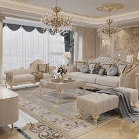Ensemble de salon haut de gamme de style français luxueux blanc 1 2 3 modulaire - Canapé de salon européen en bois massif sculpté