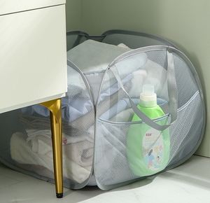 90L Large Foldable <b>Mesh</b> <b>Laundry</b> Basket Tear-proof Pop up <b>Laundry</b> Hamper for Bedroom Bathroom - Product Image 3