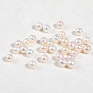 Perlas de Agua Dulce Naturales Casi Perfectamente Redondas, Blancas, de 9 mm, con Medio Orificio, para Joyería DIY, Perlas Sueltas - Product Image 3
