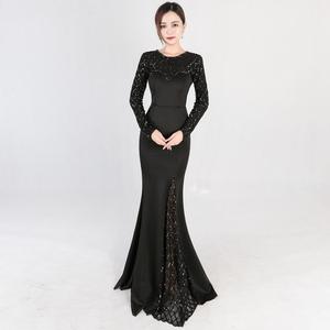 Elegante lusso rosso O collo manica lunga motivo scozzese paillettes Party Club Dress Sexy <span class=keywords><strong>abiti</strong></span> lunghi a sirena <span class=keywords><strong>abiti</strong></span> formali <span class=keywords><strong>da</strong></span> donna <span class=keywords><strong>XL</strong></span> - Product Image 3