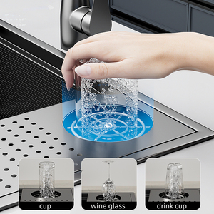 Lavello da Bar MOSHE in Acciaio Inox Nascosto con Copertura e Rubinetto, Nero Nano, Fatto a Mano, Vasca Singola, Design Tedesco, per Uso su Isola o Bancone Bar - Product Image 2