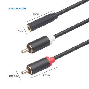 Vỏ Hợp Kim Nhôm 3.5Mm Nữ Để 2 <span class=keywords><strong>RCA</strong></span> Nam Khuếch Đại Công Suất Loa Siêu Trầm Âm Thanh Adapter Cable - Product Image 5