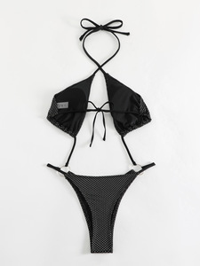 Extreme Sexy Noir Maillot De Bain Halter Maillot De Bain Femmes Strass <span class=keywords><strong>Bikini</strong></span> - Product Image 5