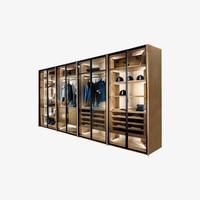 Armoire de chambre à coucher en bambou de luxe léger de Shenzhen avec porte vitrée et éclairage LED, armoire de dressing personnalisée, combinaison tatami et armoire intégrée