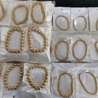 Bracelet élastique perlé en acier inoxydable plaqué or 18 carats, bijoux de mode anti-ternissement pour femmes, vente en gros
