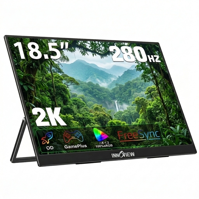 18.5 Inch 2K QHD Portable Monitor Dual Full Function Type C HDMI USB 3.0 Ports for Laptop Phone Tablet Gaming Console