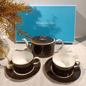 Service à thé et café en porcelaine fine noire 300 ml, style campagnard, avec pot et coffret cadeau, qualité alimentaire, best-seller - Product Image 1