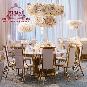 迪拜风格花卉底座玻璃顶部圆形餐桌套装