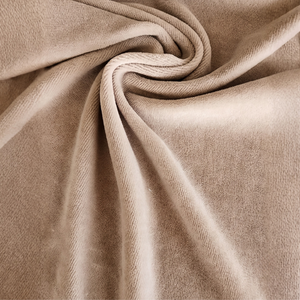 Premium 240gsm Beige Cotton Knitted Velour Fabric 80/20 Cotton Polyester Roll for Wholesale Garments - Product Image 1