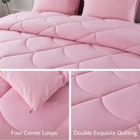 Nouvelle couette matelassée rose, ensemble de couette complète légère avec 2 oreillers
