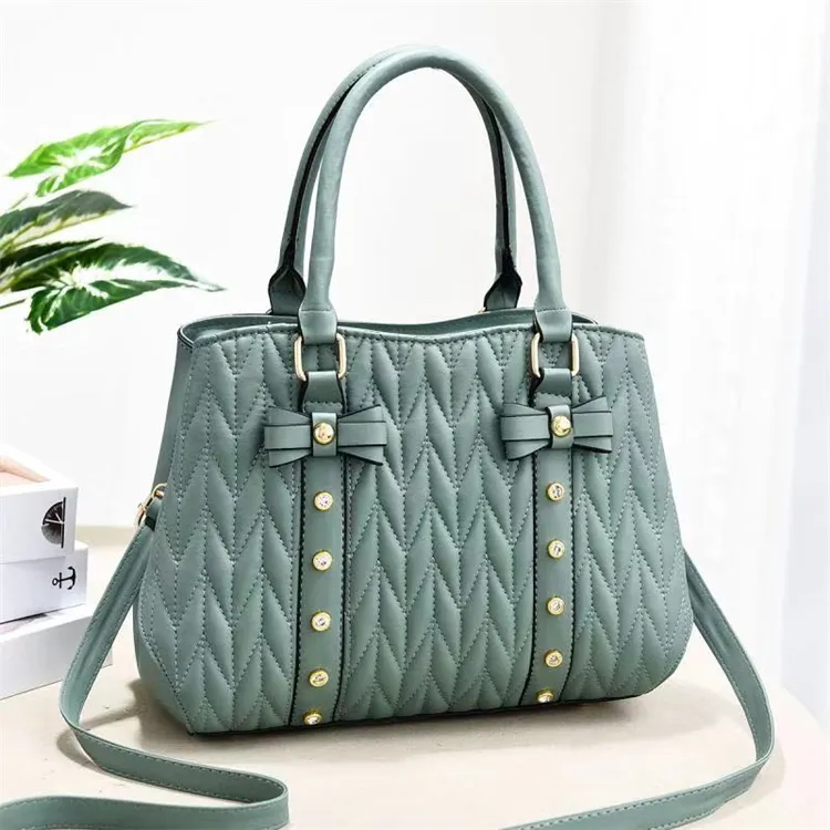 2023 big classic fancy new fashion luxury light blue leather hand bags for women latest style