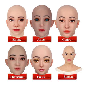 URCHOICE homme à femme sexy déesse féminine masque de tête en Silicone pour masque fête d'Halloween spectacle en direct jeune fille visage maquillage - Product Image 5