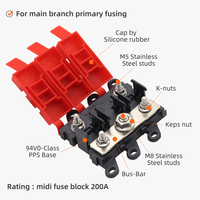 Bloc de fusibles multipolaire MIDI BDFS robuste 2 voies 200A avec barre omnibus M8 en acier inoxydable 1KA pour montage sur trou pour voiture/camion/camping-car/bateau/solaire