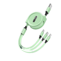Câble de chargeur multi-USB rétractable 3-en-1-Cordon de charge rapide avec connecteurs Type-C, Micro USB, iOS