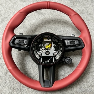 Volant en cuir rouge avec bouton pour Porsche Panamera Cayenne Macan, 718 Boxster Cayman 958 <span class=keywords><strong>996</strong></span> 991 911 981, vente flash - Product Image 1