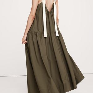 Nouvelle arrivée, robe d'été de haute qualité pour femmes, bretelles spaghetti, col en V, robe maxi modeste, robe décontractée 100% coton - Product Image 3