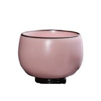 Tasse en céramique artisanale de type Ru, de qualité supérieure, faite à la main, en forme de fleur, rose, de style moderne, de la collection Dragon Bottom, modèle spécial Master, aux cinq éléments, issue d'un four officiel.