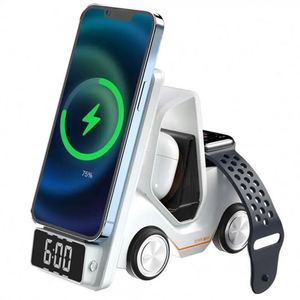 Bobine d'alignement automatique JEDI 5 en 1 conception de voiture bureau charge rapide chariot élévateur chargeur de téléphone sans fil avec horloge - Product Image 4
