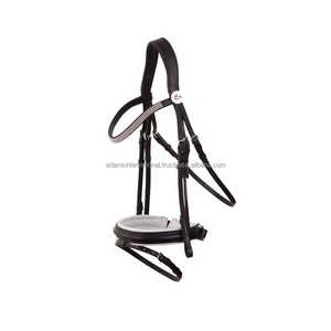 Cuero suave de brida de caballo con logotipo personalizado de calidad superior con banda para cejas de cristal ostentoso y costuras elegantes para equitación ecuestre - Product Image 1