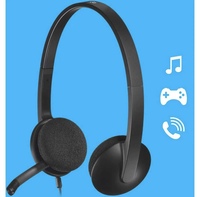 Casque de jeu filaire USB Logitech H340 avec microphone, réduction active du bruit, étanche IPX5, éclairage 7 couleurs, son 3D, batterie