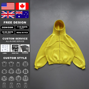 Sweat à capuche zippé oversize vintage délavé à l'acide, broderie 3D en relief, style gothique streetwear, pour homme - Product Image 2
