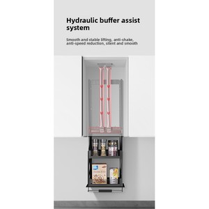 Modern Chrome Kitchen <strong>Cabinet</strong> <strong>Pantry</strong> Storage Basket with Manual Operation Lifter Eco-Friendly Multi-Function Design in <strong>Cabinets</strong> - Product Image 2