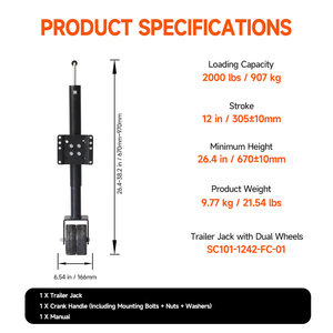 2000lbs maniglia azionato sollevamento rimorchio <span class=keywords><strong>Jack</strong></span> Camper Caravan A-Frame <span class=keywords><strong>Jack</strong></span> pesante ruote doppie Caravan - Product Image 2
