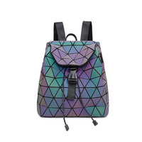Nueva Mochila de Color Deslumbrante para Mujer, Mochila Geométrica con Diamantes, Mochila de Moda para Estudiantes, Color Mágico que Brilla en la Oscuridad, Cambia de Color