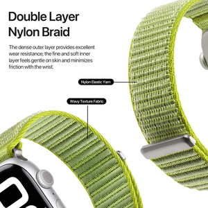 Bracelet de montre en nylon tissé élastique pour Apple Watch avec fermeture magnétique et style sport à boucle et crochets, bracelet de montre portable - Product Image 2