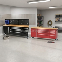 Gabinete de Herramientas Resistente de 84 Pulgadas con Luz LED, Banco de Trabajo de Garaje con 20 Cajones sobre Ruedas con Panel Perforado y Organizadores de Herramientas, Fábrica OEM