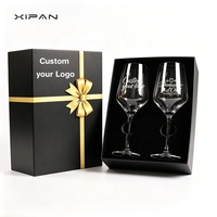 Offre Spéciale – Coffret Cadeau Verres à Vin en Cristal Personnalisables avec Logo, Boîte Noire Gravée au Laser pour Noël, Mariages, Cadeaux d'Entreprise – MOQ 1