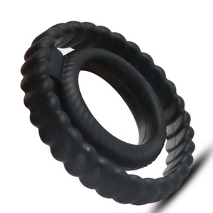 Erkekler için çift horoz halka su geçirmez silikon siyah titreşimli Penis halkası gecikme boşalma için seks oyuncakları erkek özellikleri - Product Image 2
