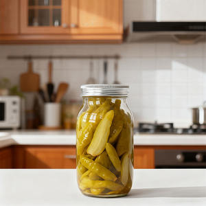 Bocaux en verre ronds Mason 750 ml 1000 ml 25 oz 32 oz vides pour caviar, cornichons, confiture, miel, <span class=keywords><strong>conserve</strong></span> alimentaire avec couvercle en métal - Product Image 2